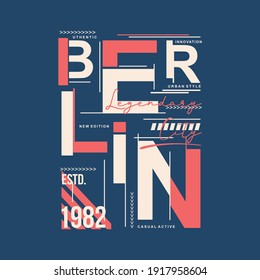 berlin lettering graphic t shirt casual active design vector typography for ready print