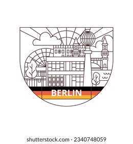 Berlin Line Label. Vector Illustration of University Germany Country Architecture.