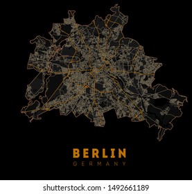Berlin map. Detailed poster city map Berlin. Germany