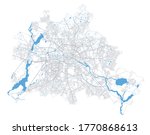 Berlin map. Detailed vector map of Berlin city administrative area. Poster with streets and water on white background.