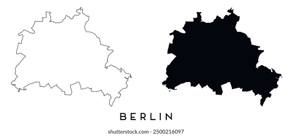 Berlin map outline and black silhouette vector