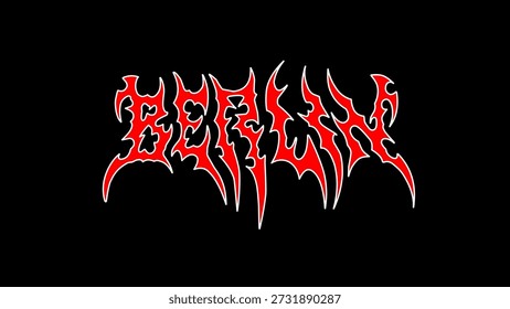 Berlin metal lettering vector in sharp tribal black metal style, ideal for underground logos, streetwear prints, band merch, and edgy branding.