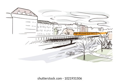 berlin metro vector illustration city landscape