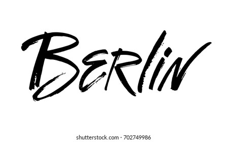 Berlin. Modern brush calligraphic style. Vector calligraphy. Typography poster. Usable as background. Handwritten modern calligraphy. Brush lettering.