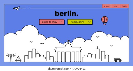 Berlin Modern Web Banner Design with Vector Linear Skyline