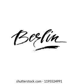 Berlin. The name of the capital of Germany. Hand drawn inscription. Vector illustration.