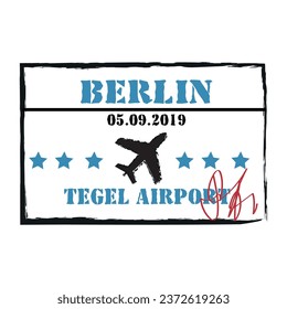 Berlin passport stamp on white background