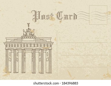 Berlin. Postcard. Brandenburg gate