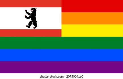 berlin and rainbow flags. vector illustration proportion 3:5
