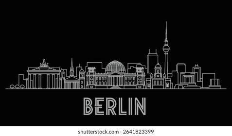 Berlin Skyline Architecture Landmark White Black.