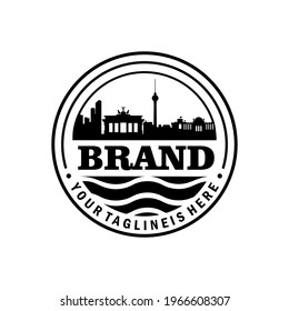 BERLIN SKYLINE BADGE LOGO BLACK CREATIVE IDEA