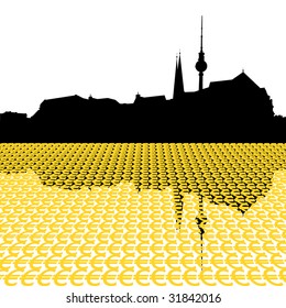 Berlin skyline with euro symbols illustration