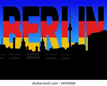 Berlin skyline with German flag text illustration