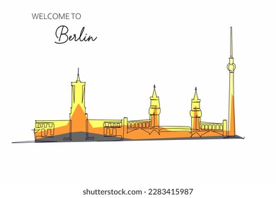 Berlin skyline, Germany. Hand drawn sketch for tourism and travel destination design concept