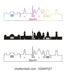 Berlin skyline linear style with rainbow in editable vector file