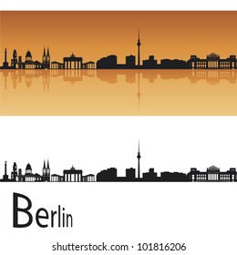 Berlin skyline in orange background in editable vector file