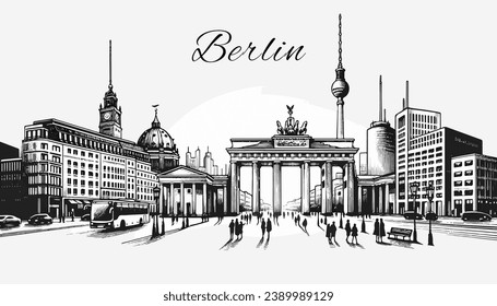 Skyline Panorama Vektor Illustration Berlin