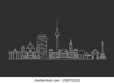 Berlin skyline. Travel and tourism background. Line art style