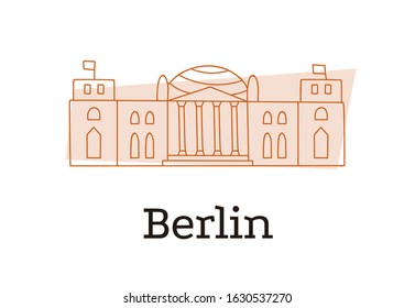 Berlin souvenir. Reichstag building in cute style