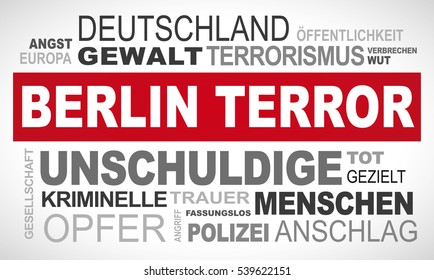 Berlin terror in Germany - word cloud illustration german