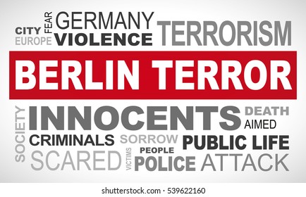 Berlin terror in Germany - word cloud illustration english
