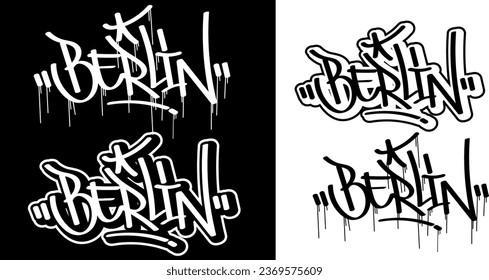 Berlin text in graffiti tag font style. Graffiti text vector illustrations.