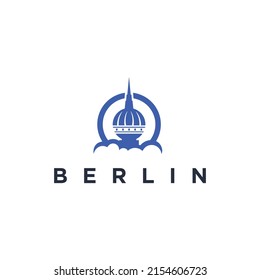 diseño del logo de la torre berlín. Ilustración vectorial de la torre y la nube de berlín. diseño de logotipo moderno icono vectorial
