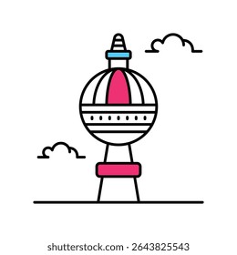 Ícone de estilo de ilustração de contorno preenchido da torre de Berlim