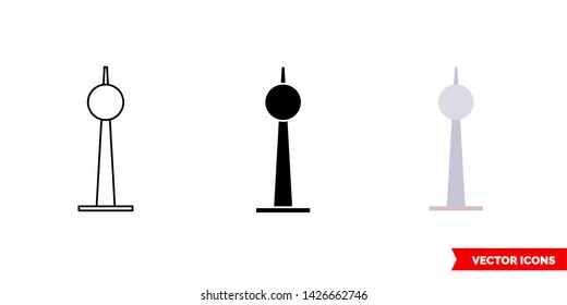 Berlin TV tower icon of 3 types: color, black and white, outline. Isolated vector sign symbol.