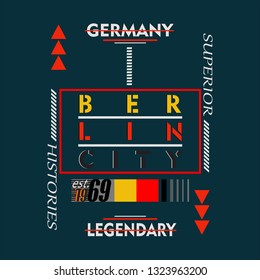 Berlin typography for t-shirt design,vector illustrations artistic line element concept,trendy apparel print,arts,sport