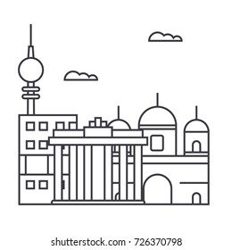 berlin vector line icon, sign, illustration on background, editable strokes