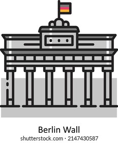 Berlin Wall Landmark Icon Design Vector Art