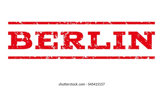 Berlin watermark stamp. Text tag between horizontal parallel lines with grunge design style. Rubber seal stamp with scratched texture. Vector intensive red color ink imprint on a white background.