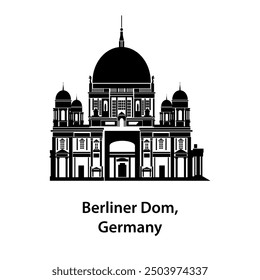 Silueta detallada de la catedral de Berliner Dom - icónico Vector de Lugar famoso alemán