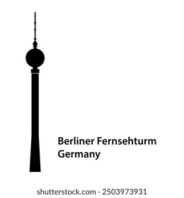 Berliner Fernsehturm, Germany. Iconic Berlin TV Tower Silhouette - German Landmark Vector Illustration