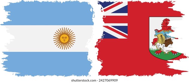 Bermuda and Argentina grunge flags connection, vector