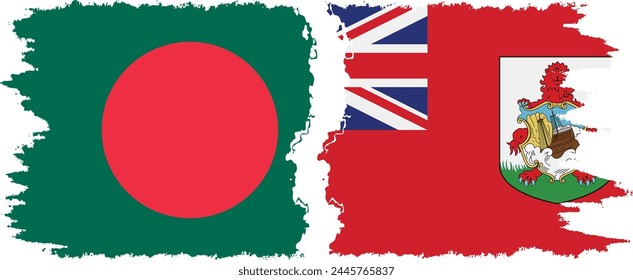 Bermuda and Bangladesh grunge flags connection, vector