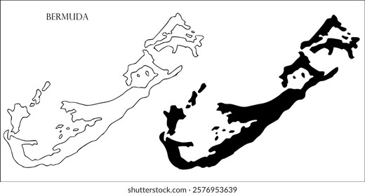 Bermuda Blank Map, Bermuda Map Outline Vector Images