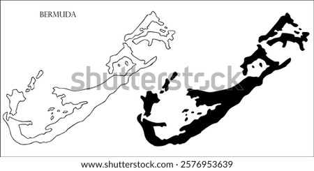 Bermuda Blank Map, Bermuda Map Outline Vector Images