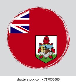 Bermuda circle grunge flag on button stamp. Vector illustration eps 10.