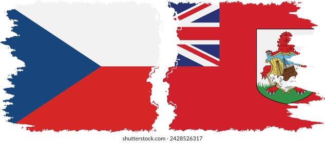 Bermuda and Czech grunge flags connection, vector