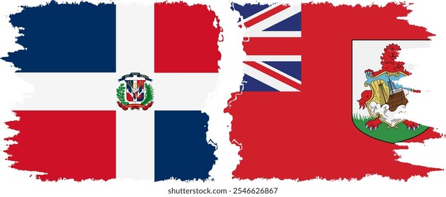 Bermuda and Dominican Republic grunge flags connection, vector