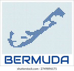 Bermuda dot map. Dotted shape of the country. Bermuda boundary dots with title. Vector illustration.