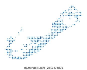 Bermuda Dot Map. Island Digital Style Shape. Bermuda vector image. Island shape blue circular dots. Artistic vector illustration.