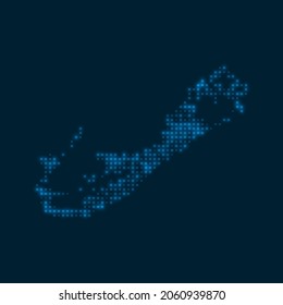Bermuda dotted glowing map. Shape of the island with blue bright bulbs. Vector illustration.
