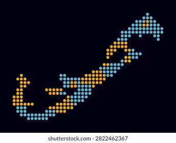 Bermuda dotted map. Digital style map of the country on dark background. Bermuda shape with circle dots. Colored dots style. Large size circles. Plain vector illustration.