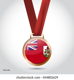 Bermuda Flag in Bronze Medal. Olympic Game Bronze Medal. Vector Illustration