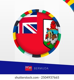 Bandera de las Bermudas con borde de círculo colorido. Icono de Vector.