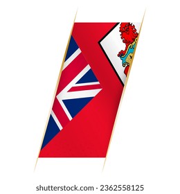 Bermuda flag in the form of a banner with waving effect and shadow. Modern vector design.