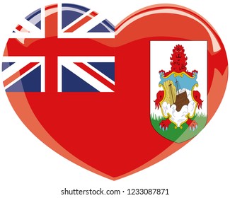 Bermuda flag in a heart shape, sticker, vector, heart shape flag, celebration, language, Bermuda, flags of world, language course, glossy, country, national, signs and symbols, love, sticker, eps10